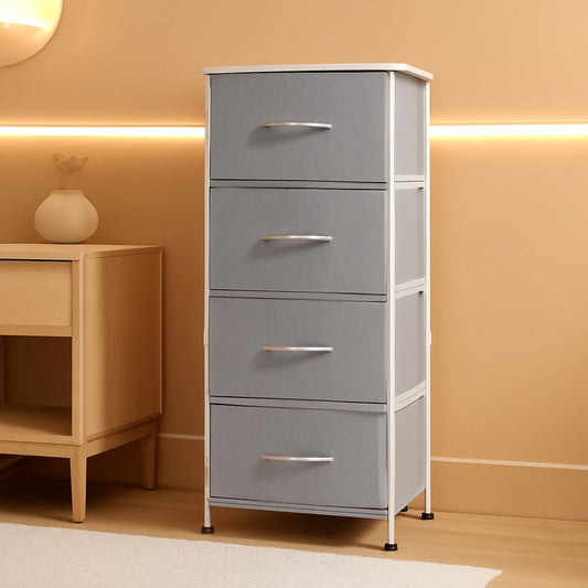 Light Grey Fabric Dresser 5 Drawer Organizer Storage Solution