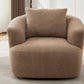 Chenille Upholstered 360° Swivel Chair with Throw Pillow, Dark Brown