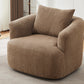 Chenille Upholstered 360° Swivel Chair with Throw Pillow, Dark Brown