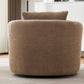 Chenille Upholstered 360° Swivel Chair with Throw Pillow, Dark Brown