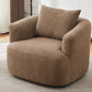Chenille Upholstered 360° Swivel Chair with Throw Pillow, Dark Brown