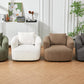 Chenille Upholstered 360° Swivel Chair with Throw Pillow, Dark Brown