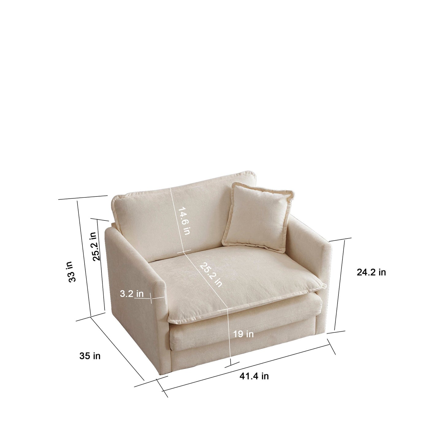 Comfy Deep Single Seat Sofa Upholstered Reading Armchair