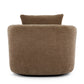 Chenille Upholstered 360° Swivel Chair with Throw Pillow, Dark Brown