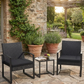 3-Piece Outdoor Patio Furniture Set – Wicker Chairs with Cushions+ Bar Table