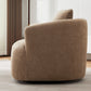 Chenille Upholstered 360° Swivel Chair with Throw Pillow, Dark Brown