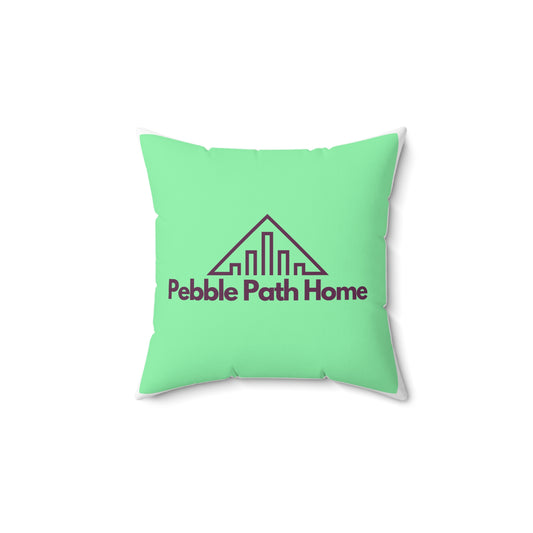 Square Throw Pillow — Minimal White Decorative Cushion with Subtle Corner Logo
