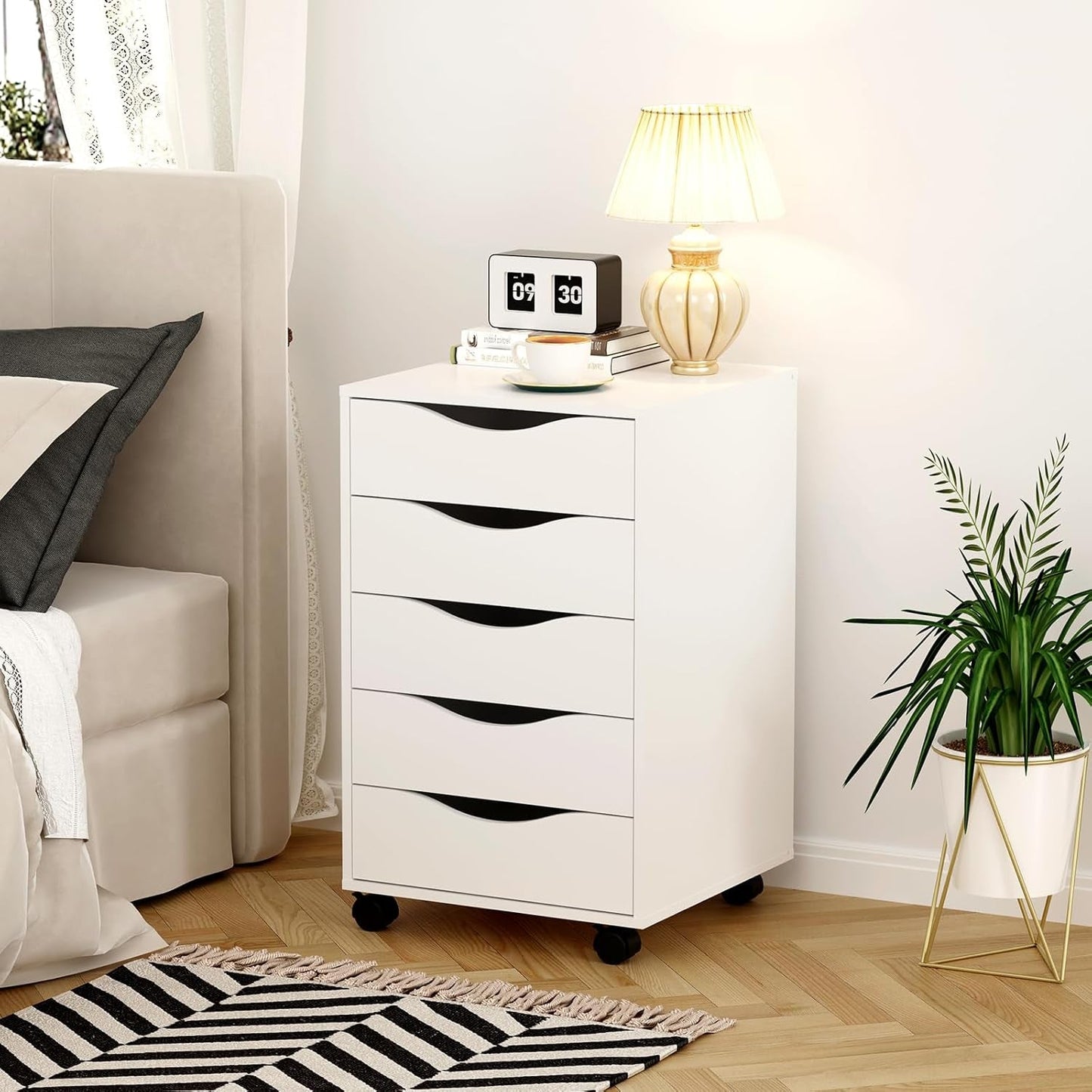 5 Drawer File Cabinet White For Home Office Organization