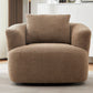 Chenille Upholstered 360° Swivel Chair with Throw Pillow, Dark Brown