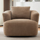 Chenille Upholstered 360° Swivel Chair with Throw Pillow, Dark Brown