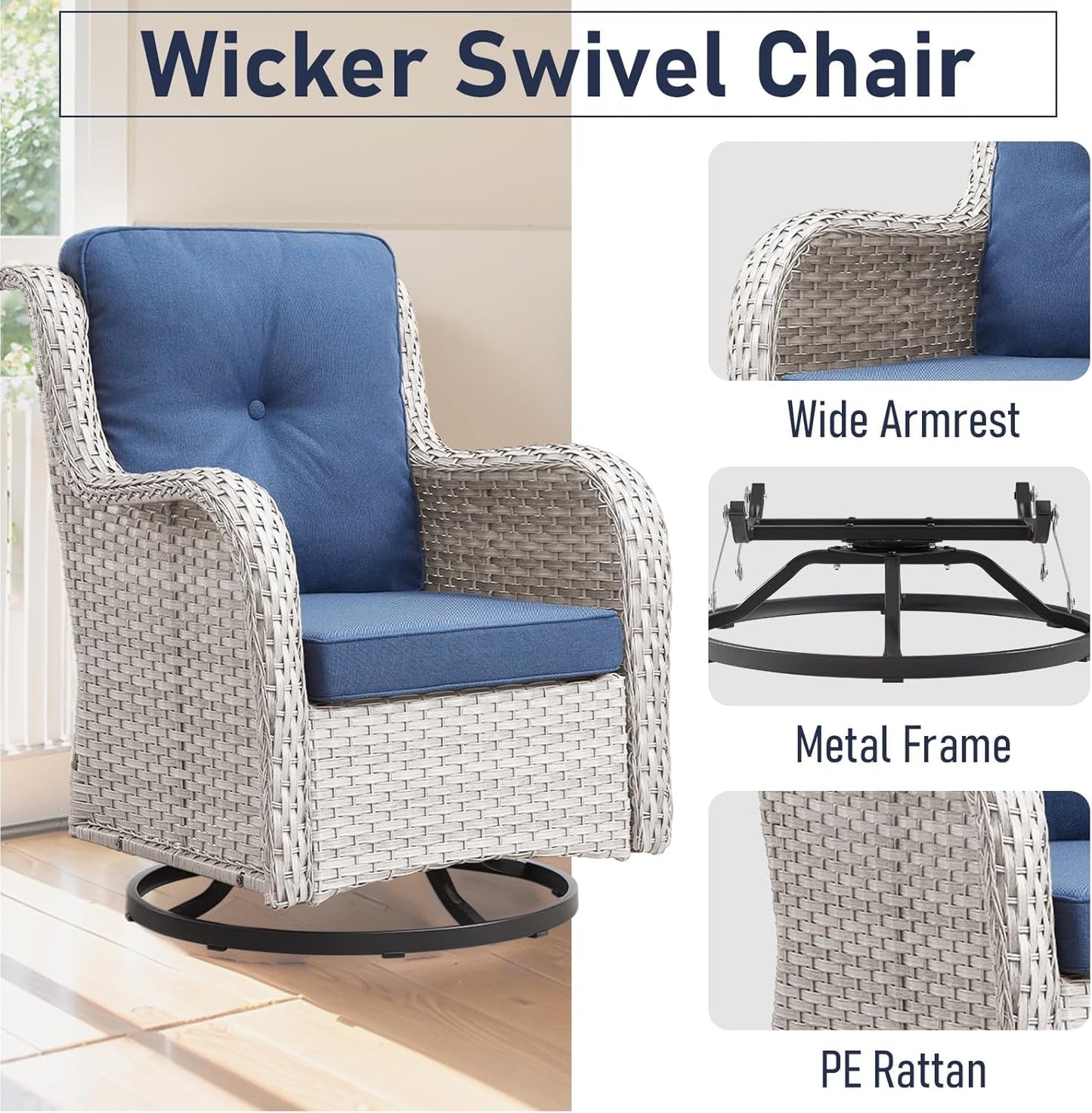 Cozy 11 Piece Outdoor Furniture Set with Swivel Chairs