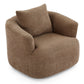 Chenille Upholstered 360° Swivel Chair with Throw Pillow, Dark Brown