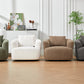 Chenille Upholstered 360° Swivel Chair with Throw Pillow, Dark Brown