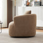 Chenille Upholstered 360° Swivel Chair with Throw Pillow, Dark Brown