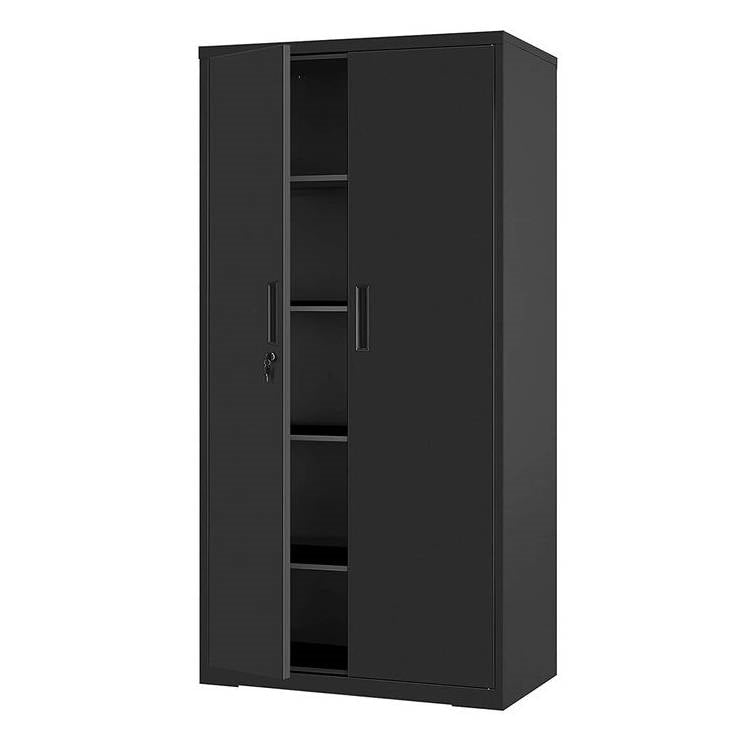 Black Steel Lockable Storage Cabinet with 4 Adjustable Shelves