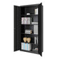 Black Steel Lockable Storage Cabinet with 4 Adjustable Shelves