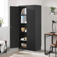 Black Steel Lockable Storage Cabinet with 4 Adjustable Shelves