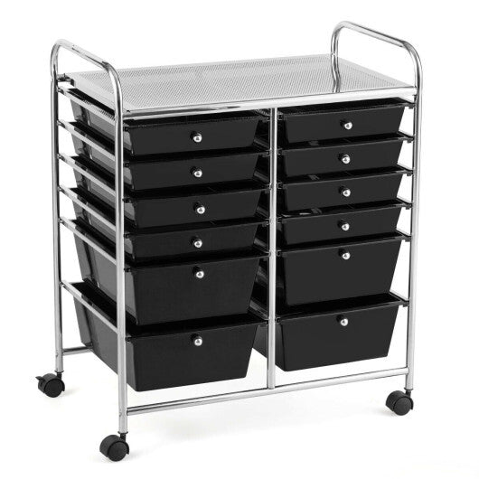 12 Storage Drawer Organizer Bins Rolling Cart