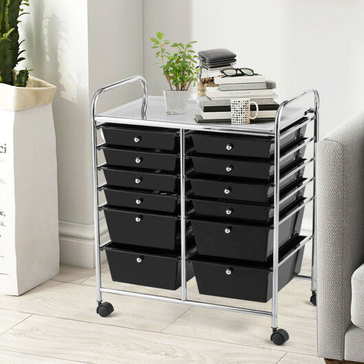 12 Storage Drawer Organizer Bins Rolling Cart