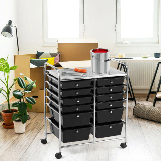 12 Storage Drawer Organizer Bins Rolling Cart