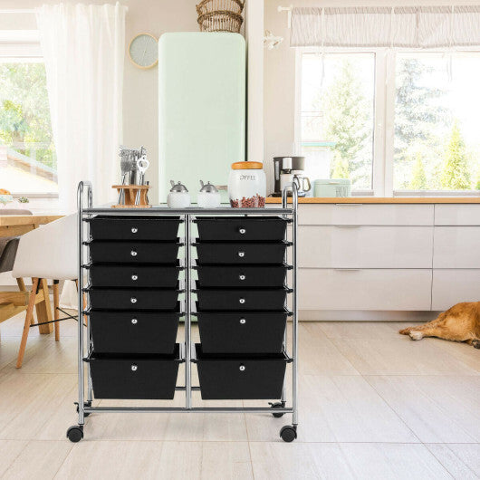 12 Storage Drawer Organizer Bins Rolling Cart