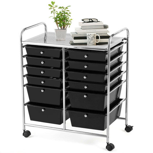 12 Storage Drawer Organizer Bins Rolling Cart
