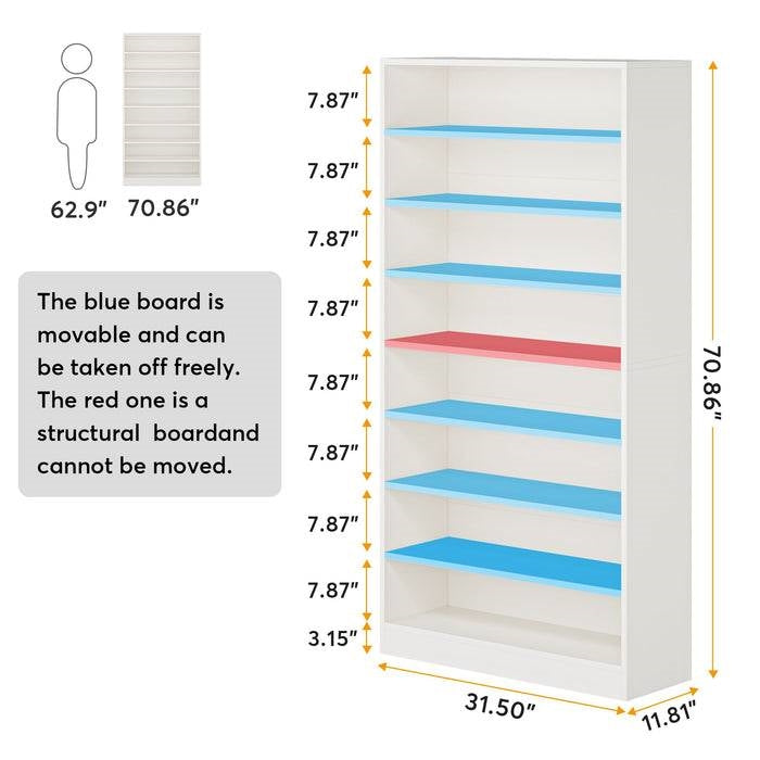 Modern 8 Shelf Shoe Rack White Wood Closet Storage Organizer