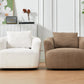 Chenille Upholstered 360° Swivel Chair with Throw Pillow, Dark Brown