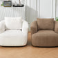 Chenille Upholstered 360° Swivel Chair with Throw Pillow, Dark Brown