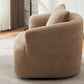 Chenille Upholstered 360° Swivel Chair with Throw Pillow, Dark Brown