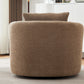 Chenille Upholstered 360° Swivel Chair with Throw Pillow, Dark Brown