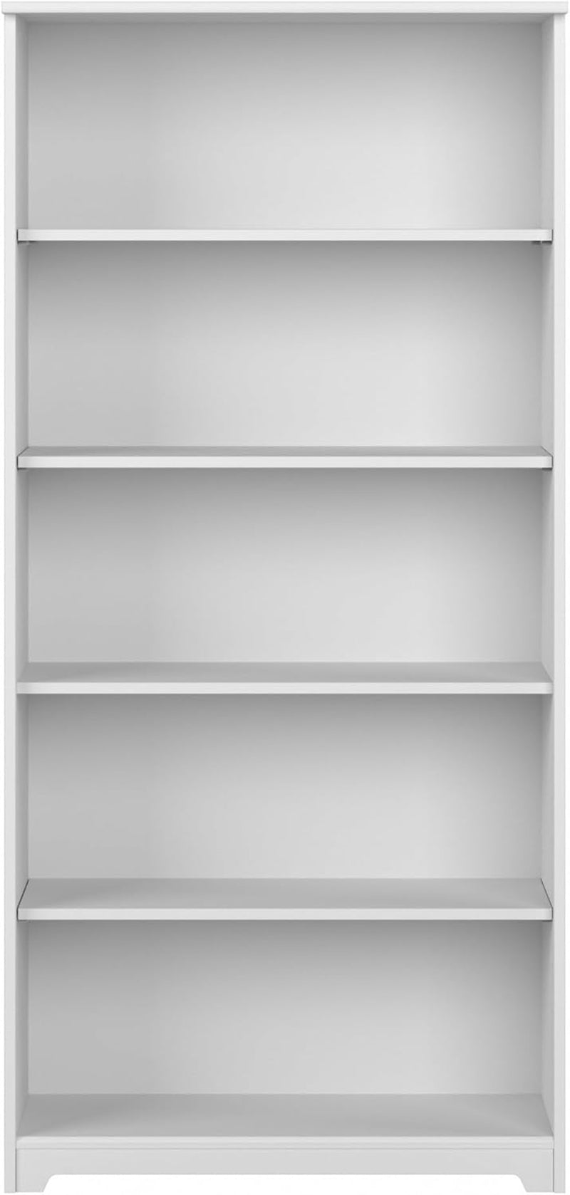 Bush Cabot White Tall Five Shelf Bookcase Unit With Adjustable Shelves