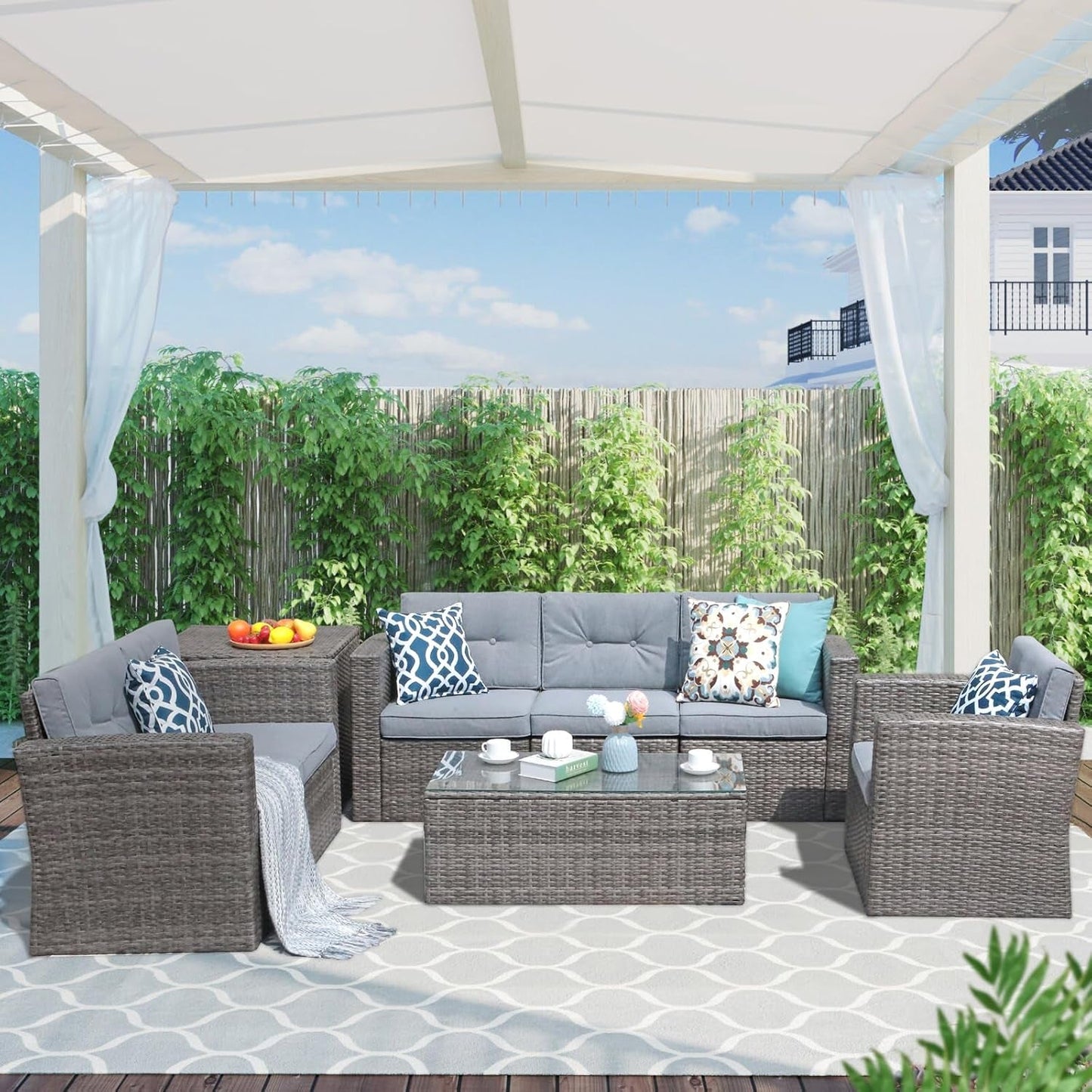 Outdoor Wicker Patio Furniture Set with Storage Box