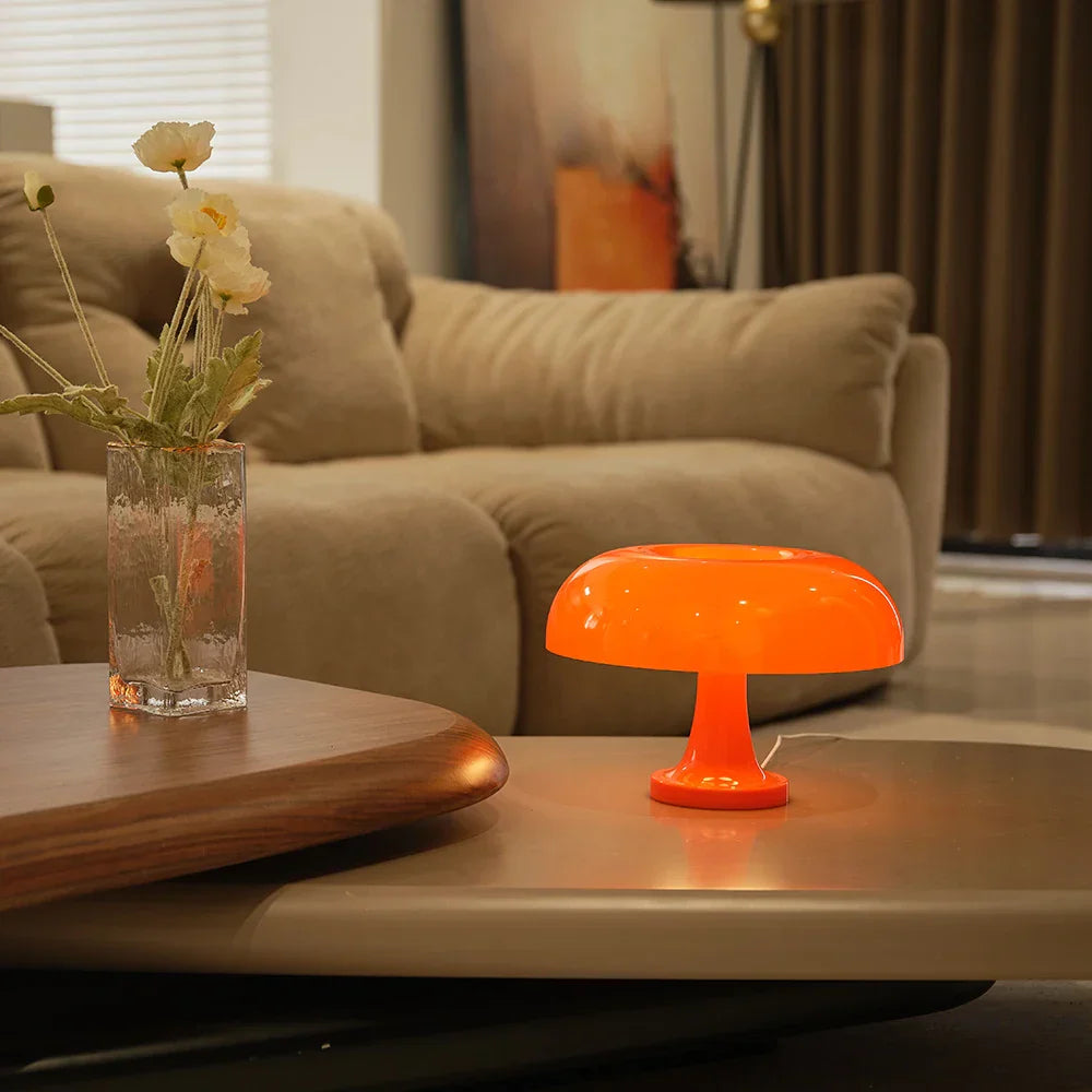 DecorBites™ Mushroom table lamp minimalist modern bedroom bedside lamp Danish designer orange decorative table lamp