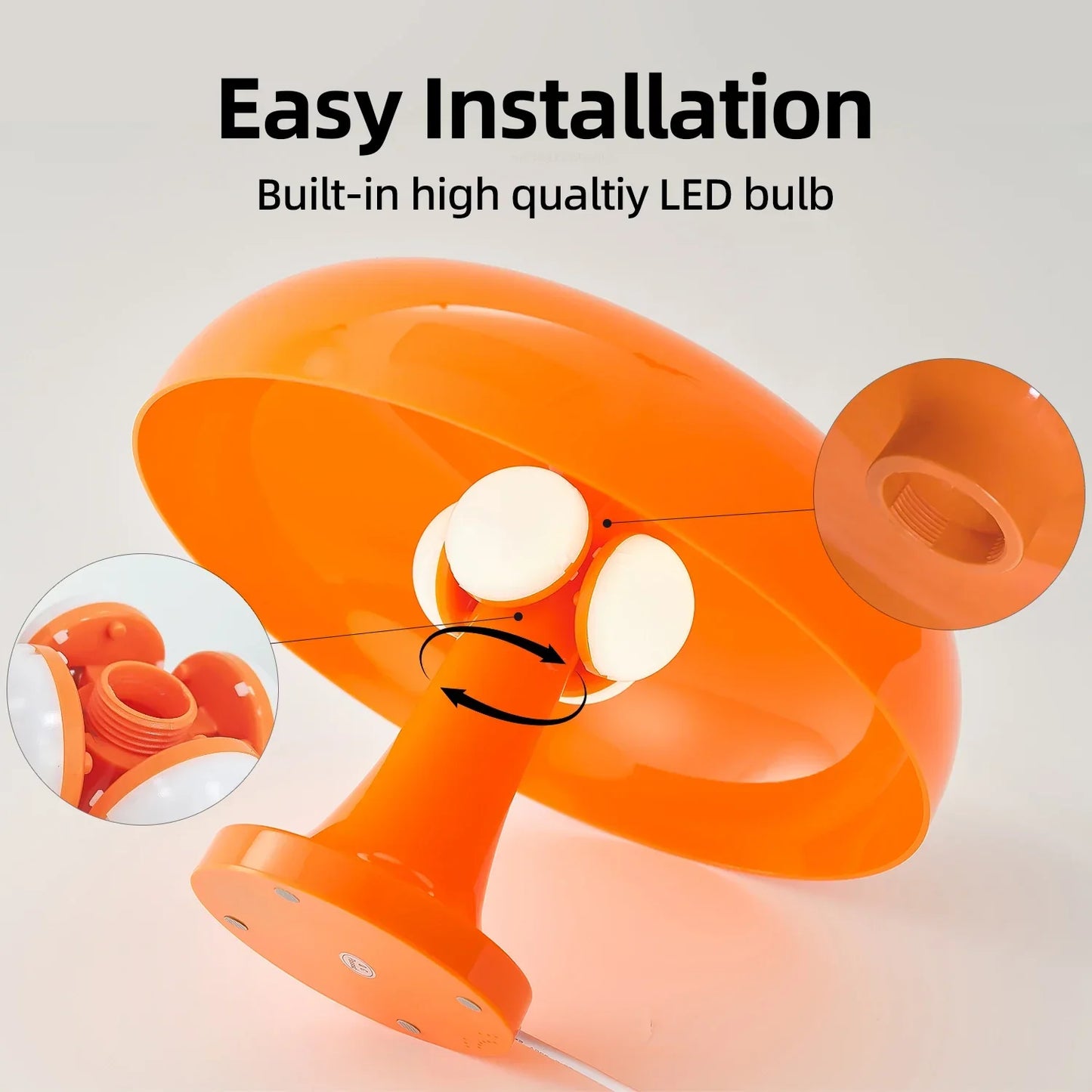 DecorBites™ Mushroom table lamp minimalist modern bedroom bedside lamp Danish designer orange decorative table lamp