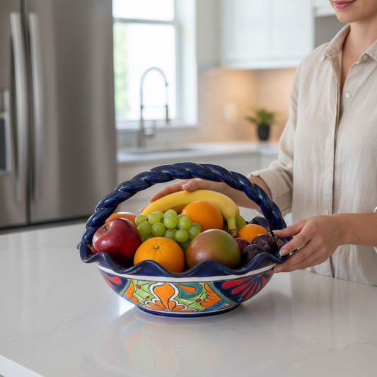 Talavera Fruit Basket | Colorful Hand-Painted Centerpiece